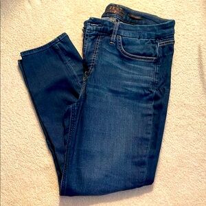 7 For All Mankind Blue Ankle Skinny Jeans with Subtle Fading